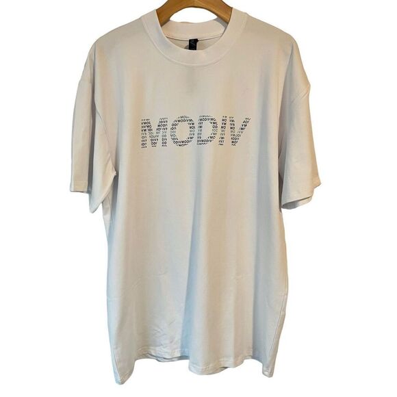 Modiv Shirt Short Sleeve Performance Tee Mens Medium White Block Logo Activewear - Picture 1 of 11